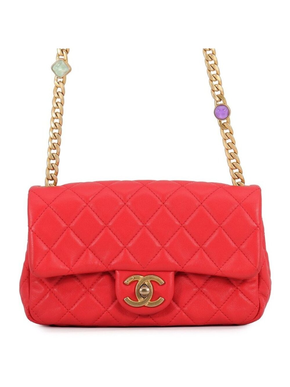 Chanel Chain Shoulder Bag CC Logo Mini Quilted Lambskin